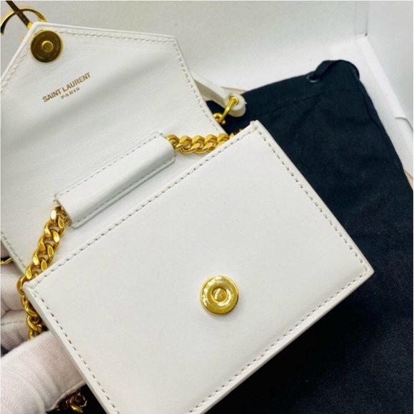 Yves Saint Laurent YSL White Calfskin Monogram Mini Candy Crossbody - Picture 11 of 14